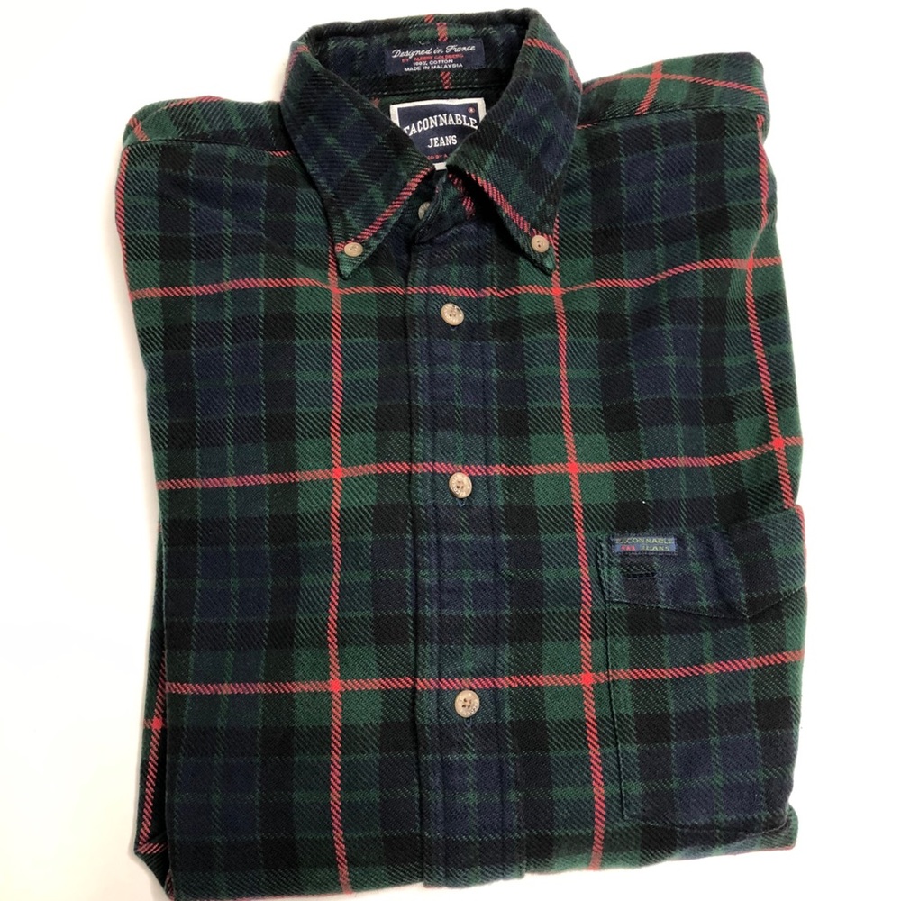 Faconnable Plaid Button Down Shirt sz s